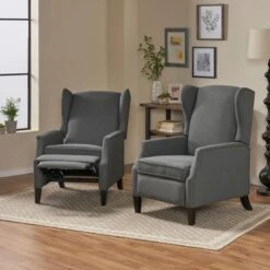 Wescott Contemporary Recliners (Set Of 2) By Christopher Knight Home - Light Gray Tweed + Dark Brown -Baxton Acme Shop 4405b74e 4457 46da 88d9 7880e7c5dfa6