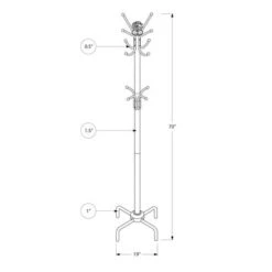 Coat Rack/ Hall Tree/ Free Standing/ 12 Hooks/ Entryway/ 70"H/ Bedroom/ Metal/ Grey/ Contemporary/ Modern -Baxton Acme Shop 444c6a02 dd57 481d b8fc 3e5a93f9bf20