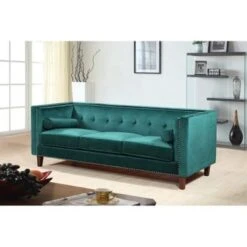 Kittleson 83'' Velvet Square Arm Sofa - Ivory -Baxton Acme Shop 44b50a49 afd1 4ae4 8ad5 e6719955e5e8