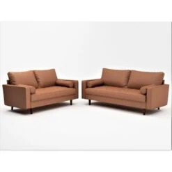US Pride Matton Faux Leather Mid-century Modern Living Room Set-Loveseat And Sofa - White -Baxton Acme Shop 456f83c9 9ec7 4e68 878b 1b574d4d0099