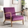Kreindy Velvet/ Wood Mid-century Modern Armchair - Purple -Baxton Acme Shop 457e5e0f 2f6f 45fb bffe 911d240d92f4