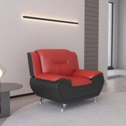 William Street 47.3" Faux Leather Upholstered Club Chair - Red/Black -Baxton Acme Shop 46240b97 a97a 433a 8c28 08c59c8d0fe0