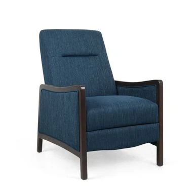 Veatch Contemporary Upholstered Pushback Recliner By Christopher Knight Home - Charcoal + Dark Walnut 4 Veatch Contemporary Upholstered Pushback Recliner By Christopher Knight Home - Charcoal + Dark Walnut - Image 2