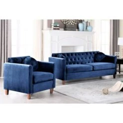 Persaud Kitts Classic Chesterfield Sofa And Chair Living Room Set - Black -Baxton Acme Shop 466395c6 9e71 4687 a23b 7e541d348cf1