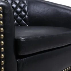 Mid-century Modern Nailhead Accent PU Barrel Chair. - White -Baxton Acme Shop 4668fd6d 4080 4111 a84d 26876b589e92