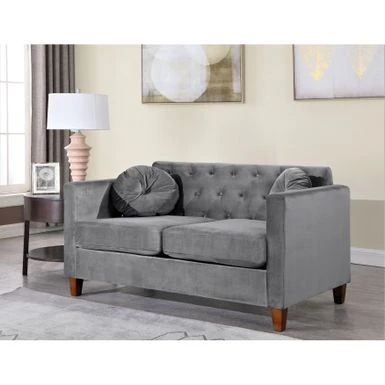 US Pride Lory Velvet Kitts Classic Chesterfield Living Room Set-Loveseat And Sofa - Black 15 US Pride Lory Velvet Kitts Classic Chesterfield Living Room Set-Loveseat And Sofa - Black - Image 13