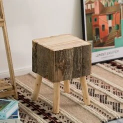Vintiquewise Decorative Natural Wooden Log Box Shaped Side Table - Single -Baxton Acme Shop 474ca104 5c78 4c56 9664 36eb46662a4c