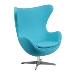 Mid-Century Modern Wool Fabric Tilt Swivel Lounge Chair - Teal