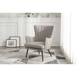 Jenson Accent Chair With Fabric And Grey Legs - Oatmeal -Baxton Acme Shop 4777a7cc d632 4975 a8bf 35dfb2c8e6a2
