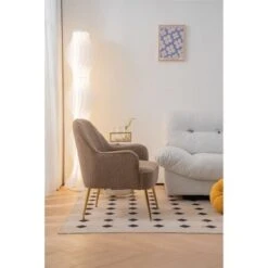 Modern Soft Teddy Fabric Accent Chair Living Room Chair - 26.26*31.3INCH - Brown -Baxton Acme Shop 4820a710 6538 4b3d 8c22 850dfc2938c8