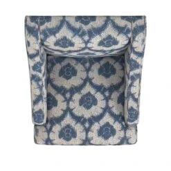 Porch & Den Holman Medallion Pattern Upholstered Swoop Armchair - Blue Ikat Print -Baxton Acme Shop 484e36b6 b80c 44ed 8ee9 c7ec26932a2a