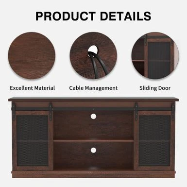 TV Stand 2 -shelf For TVs 32'' Up To 65'',Barn Door,Adjustable Shelf,Larger Storage Space - Espresso 16 TV Stand 2 -shelf For TVs 32'' Up To 65'',Barn Door,Adjustable Shelf,Larger Storage Space - Espresso - Image 14