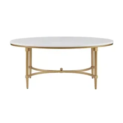 Cosette White/Gold Oval Coffee Table -Baxton Acme Shop 488a19ee 3bc0 4c0b 959c e47eaabef8ef