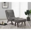 Hawkins Lounger With Ottoman - Pewter Faux Leather