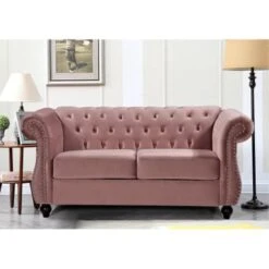 Antoinette Chesterfield 2-Piece Set- Sofa & Loveseat - Grey -Baxton Acme Shop 48c49223 83fb 4c82 9e1f 9e81df1467bc