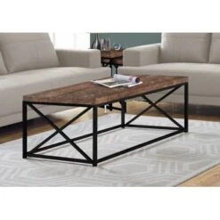 Coffee Table/ Accent/ Cocktail/ Rectangular/ Living Room/ 44"L/ Metal/ Laminate/ Brown/ Black/ Contemporary/ Modern