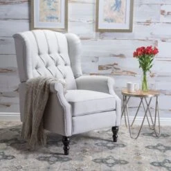 Walter Tufted Fabric Wingback Recliner Club Chair By Christopher Knight Home - Light Beige 41 Walter Tufted Fabric Wingback Recliner Club Chair By Christopher Knight Home - Light Beige -Baxton Acme Shop 4a64e54d 094b 4ba2 932d 813feeeb0ed8