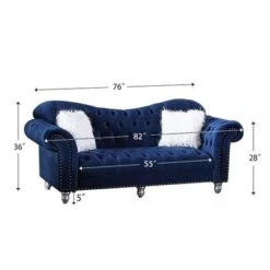 Morden Fort Luxury Classic America Chesterfield Tufted Camel Back Armchair Living Room Chair, Sofa 2 PCS - Blue -Baxton Acme Shop 4a74c472 f4e2 4896 8b37 152b692dbc4a
