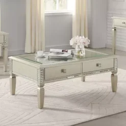 Transitional Silver Coffee Table