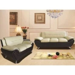 Michael Segura Sofa+Loveseat Living Room Set - Cream -Baxton Acme Shop 4aed0248 3c18 4ddf 888a e0205964e54e