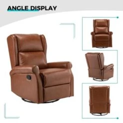 Baksoho Contemporary Leather Swivel Nursery Chair With Metal Base By HULALA HOME - GREY -Baxton Acme Shop 4b415928 ca18 4928 989f 70b68670478c