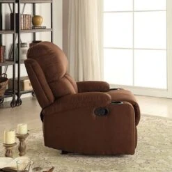 Velvet Upholstered Recliner With Armrest - Chocolate -Baxton Acme Shop 4ba40576 ed4a 40fb 8f56 261746910e63