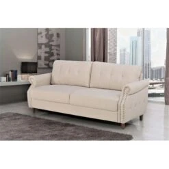 Bruce Nailhead Living Room Set-Loveseat & Sofa - Camel -Baxton Acme Shop 4c596984 2344 4932 9608 4e4e55404cde