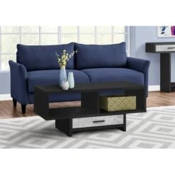 Coffee Table/ Accent/ Cocktail/ Rectangular/ Storage/ Living Room/ 42" L/ Drawer/ Laminate/ Black/ Grey/ Contemporary/ Modern