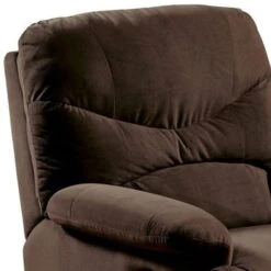 Fabric Upholstered Metal Glider Recliner With Pull Out Handle, Brown -Baxton Acme Shop 4c776bf7 cd88 4452 a22f 0ebd2c0d57bf