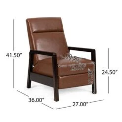 Fernhill Faux Leather Upholstered Pushback Recliner By Christopher Knight Home - Cognac Brown/ Dark Espresso -Baxton Acme Shop 4cb9ff29 74fd 4bb5 8f6d 1e7ec1942392