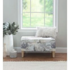 Salem Upholstered Storage Ottoman Green Leaf -Baxton Acme Shop 4ce1504c fe36 49b4 a988 e489f98514df