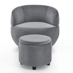 Swivel Barrel Chair With Storage Ottoman - Grey 37 Swivel Barrel Chair With Storage Ottoman - Grey -Baxton Acme Shop 4d401a42 aee5 426d 85fc 18b33a12c12a