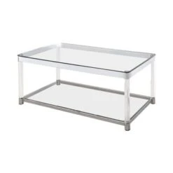 Claude Coffee Table With Lower Shelf Chrome And Clear -Baxton Acme Shop 4da4f771 0c9c 46b3 b7b5 24e738d10c5a