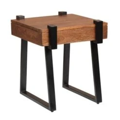 ExBrite Solid Wood End Table Side Table Metal Legs With Total Side 4" - Wood -Baxton Acme Shop 4dab5770 5e36 4f78 aa79 1bdc01822412