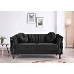 Hills Tufted Back Nailhead 2PCS Living Room Set - Black -Baxton Acme Shop 4db175c8 9c04 4a1f b03d 0362e6a1e2da