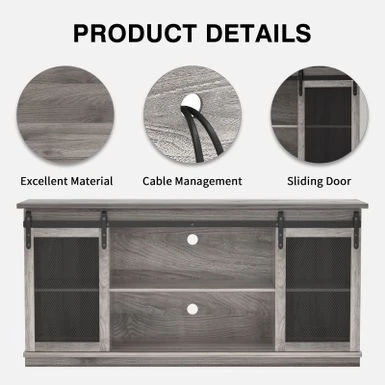 TV Stand 2 -shelf For TVs 32'' Up To 65'',Barn Door,Adjustable Shelf,Larger Storage Space - Espresso 10 TV Stand 2 -shelf For TVs 32'' Up To 65'',Barn Door,Adjustable Shelf,Larger Storage Space - Espresso - Image 8