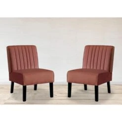 Barnes Velvet Stripe Back Accent Chair Set Of 2 - Eggplant -Baxton Acme Shop 4e353aff 11d8 46a9 b4cc 73c81795950e