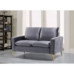 Shumpert 54.7'' Velvet Square Arm Loveseat - Yellow -Baxton Acme Shop 4e377117 17f1 4bb6 8174 8c5f6f1bb668
