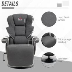 HOMCOM Manual Recliner, Swivel Lounge Armchair With Footrest And Two Cup Holders For Living Room, Black - Black -Baxton Acme Shop 4e746a00 8355 4433 9909 4954e9a7d0af