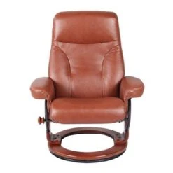 Almond Genuine Leather Recliner And Ottoman - Cognac -Baxton Acme Shop 4eb86b92 74e4 48af 9203 7b428b5d6d40