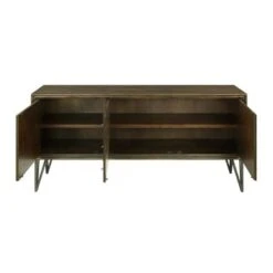 Somette Oxford Distressed Brown Three Door Media Console - 64"W X 16"L X 29.5"H - 64"W X 16"L X 29.5"H - Oxford Distressed Brown -Baxton Acme Shop 4ee5d0d7 5b02 48f0 9ae0 325b3e9aa34f