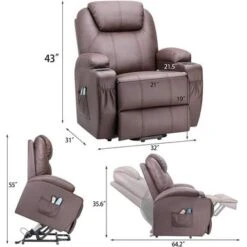Power Lift Recliner PU Leather With Massage And Heating - Grey -Baxton Acme Shop 4f4ac31c 1117 4d95 9ce8 04a7c1c6ace1