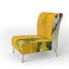Designart "White And Yellow Marbled Acrylic With A Cloud Of Black" Upholstered Modern Accent Chair - Arm Chair - Slipper Chair