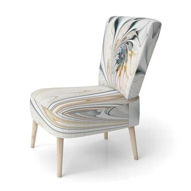 Designart 'White Stained Glass Floral' Upholstered Floral Accent Chair - Side Chairs 3 Designart 'White Stained Glass Floral' Upholstered Floral Accent Chair - Side Chairs
