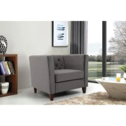 Lisette 33.1'' Velvet Square Arm Chair - Black -Baxton Acme Shop 507806d6 1055 4e72 9384 b3d889e06d4c