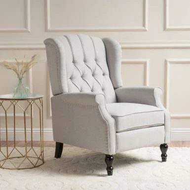 Walter Tufted Fabric Wingback Recliner Club Chair By Christopher Knight Home - Light Beige 3 Walter Tufted Fabric Wingback Recliner Club Chair By Christopher Knight Home - Light Beige