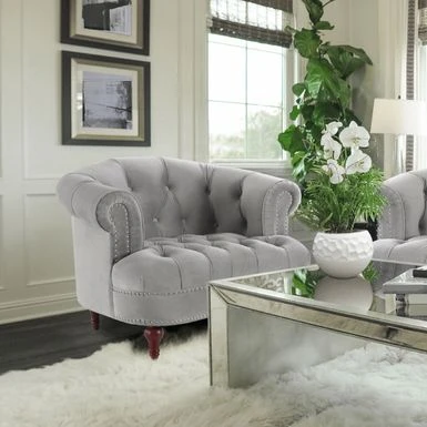 La Rosa Victorian Tufted Upholstered Accent Chair - Opal Grey Velvet 3 La Rosa Victorian Tufted Upholstered Accent Chair - Opal Grey Velvet