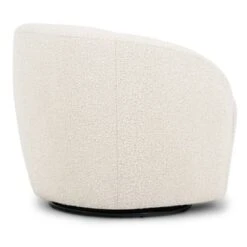 Poly And Bark Alma Swivel Lounge Chair - Crema White Boucle -Baxton Acme Shop 50d59ddc 6c79 4007 a673 54958750a1e6