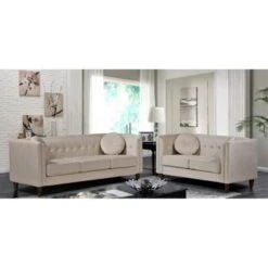 Roberta Velvet 2-Piece Set-Sofa & Loveseat - Black -Baxton Acme Shop 515a2ce4 2ae3 428e bb48 89a915c6e20f