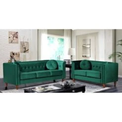 Roberta Velvet 2-Piece Set-Sofa & Loveseat - Black -Baxton Acme Shop 51e5d87b 225f 4064 bd43 ee20f02cd602
